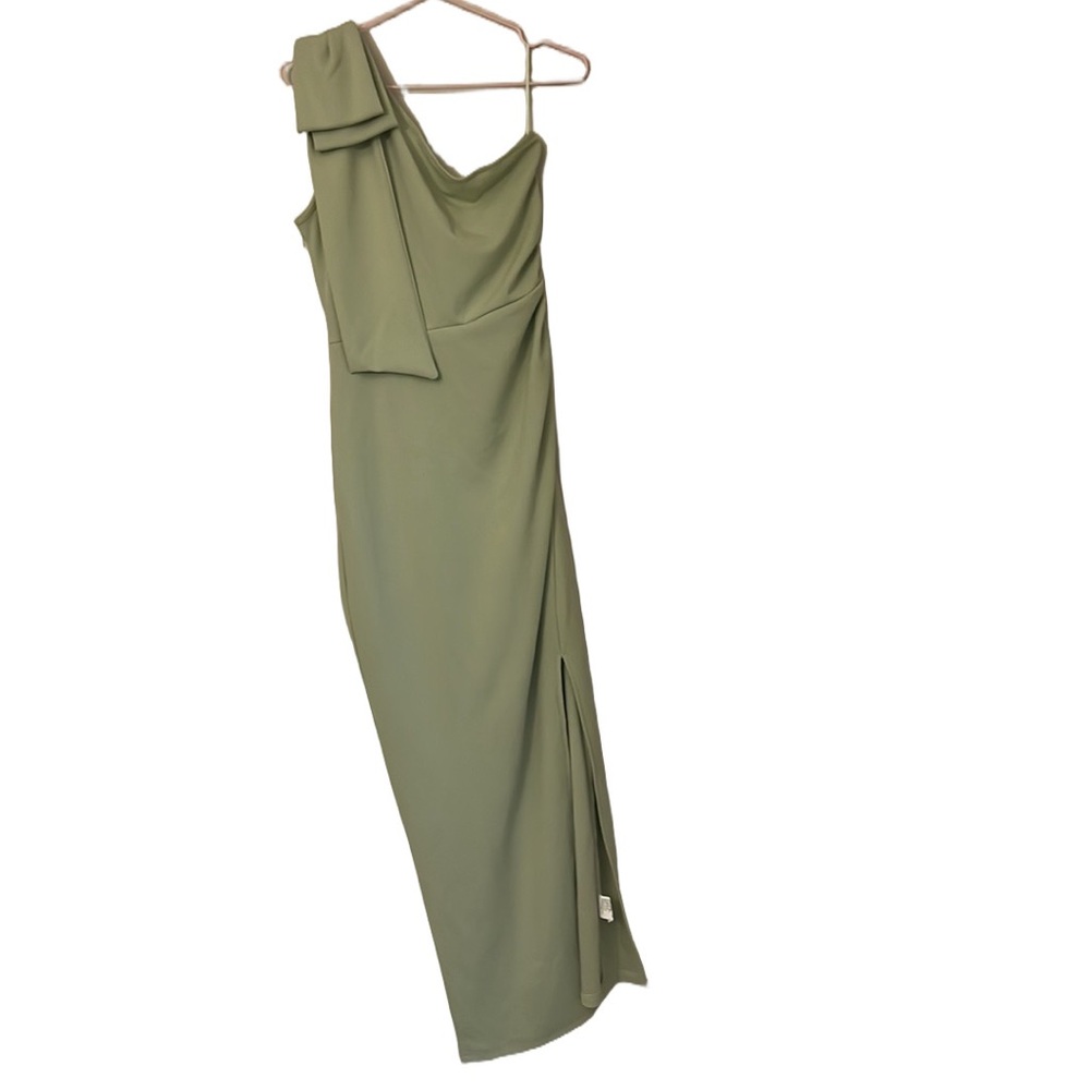 PRETTYGARDEN Women's One Shoulder Long Formal Ruched Bodycon Slit Maxi Dress - Picture 6 of 10